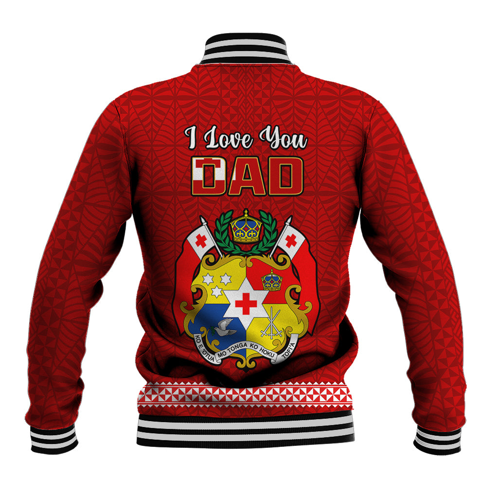 Tonga Fathers Day Baseball Jacket Red Tongan Ngatu I Love You Dad - Wonder Print Shop
