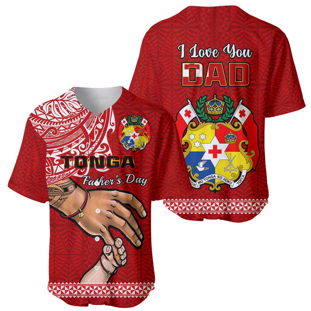 Tonga Fathers Day Baseball Jersey Red Tongan Ngatu I Love You Dad - Wonder Print Shop
