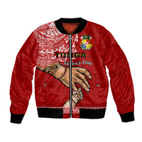 Tonga Fathers Day Bomber Jacket Red Tongan Ngatu I Love You Dad - Wonder Print Shop