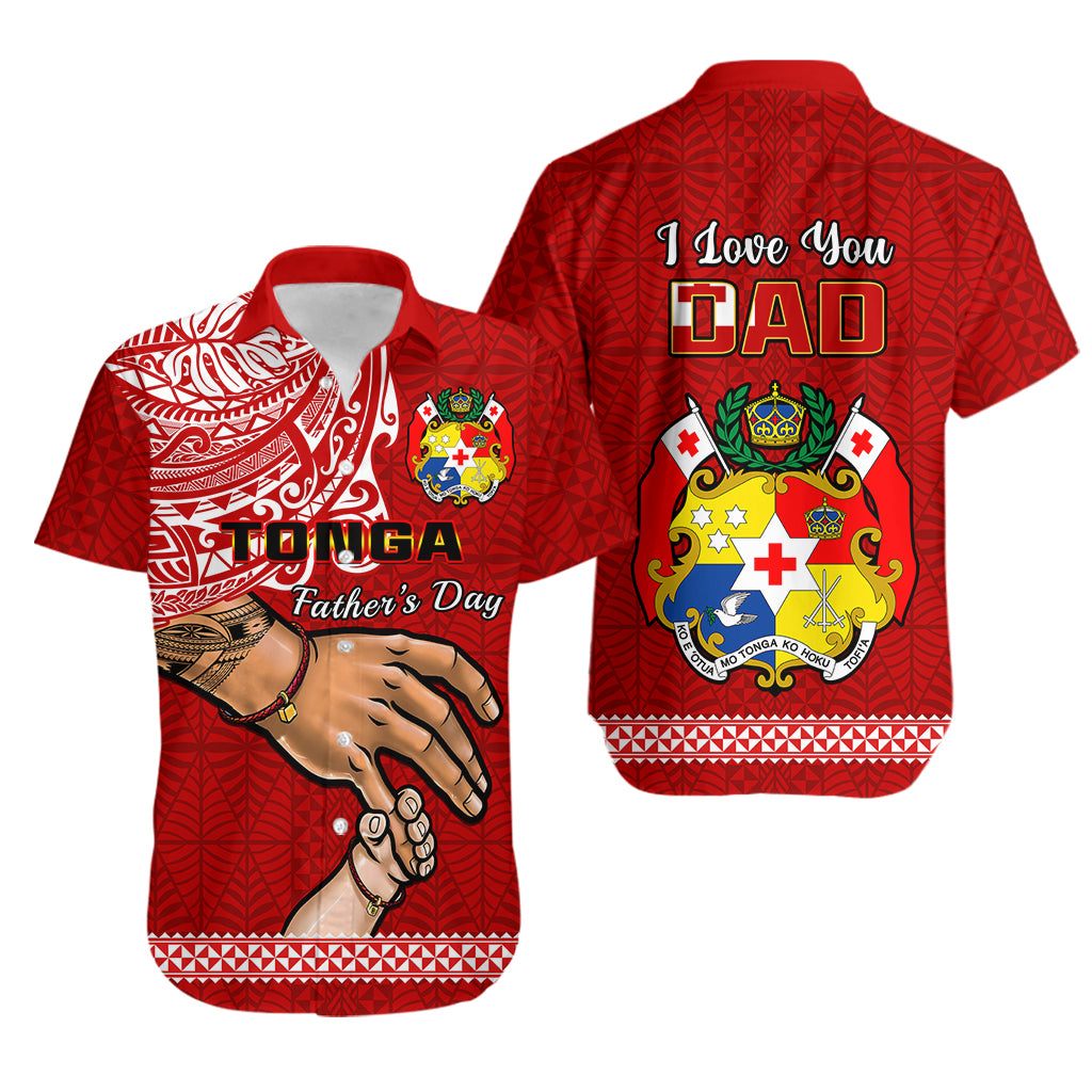 Tonga Fathers Day Hawaiian Shirt Red Tongan Ngatu I Love You Dad - Wonder Print Shop