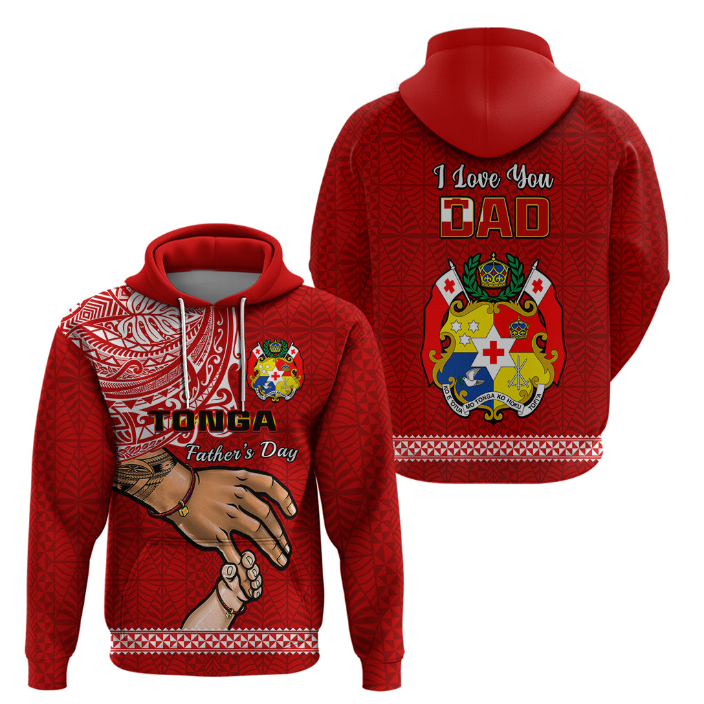 Tonga Fathers Day Hoodie Red Tongan Ngatu I Love You Dad - Wonder Print Shop