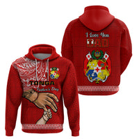 Tonga Fathers Day Hoodie Red Tongan Ngatu I Love You Dad - Wonder Print Shop
