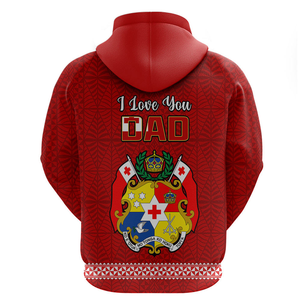 Tonga Fathers Day Hoodie Red Tongan Ngatu I Love You Dad - Wonder Print Shop