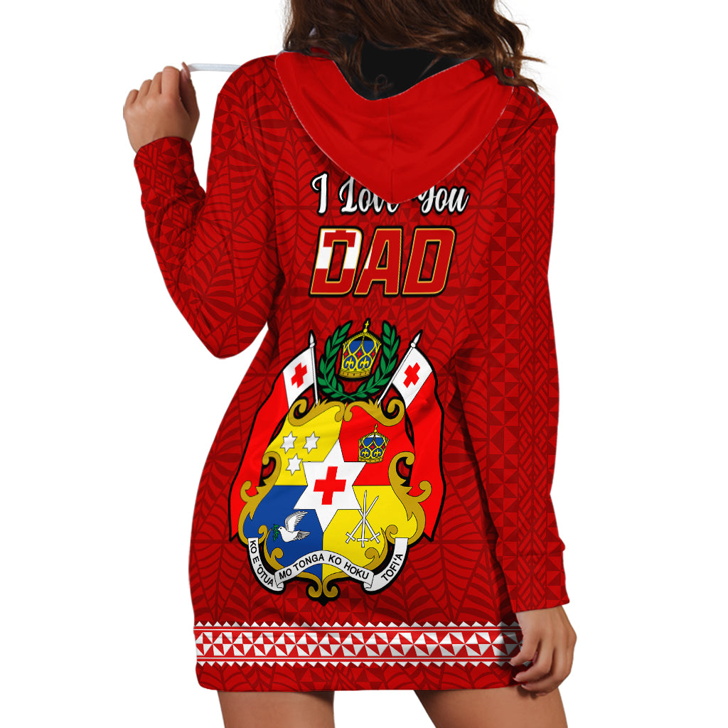 Tonga Fathers Day Hoodie Dress Red Tongan Ngatu I Love You Dad - Wonder Print Shop