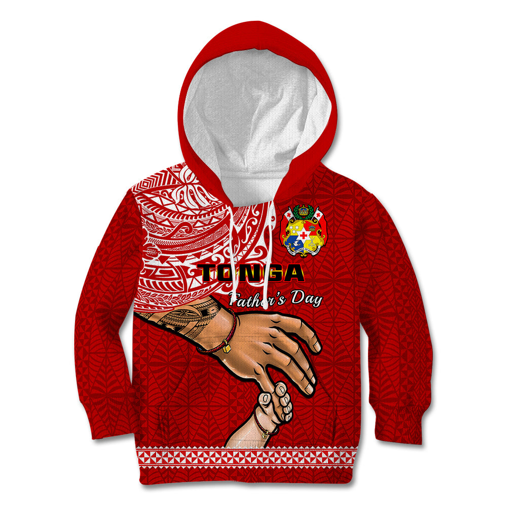 Tonga Fathers Day Kid Hoodie Red Tongan Ngatu I Love You Dad - Wonder Print Shop