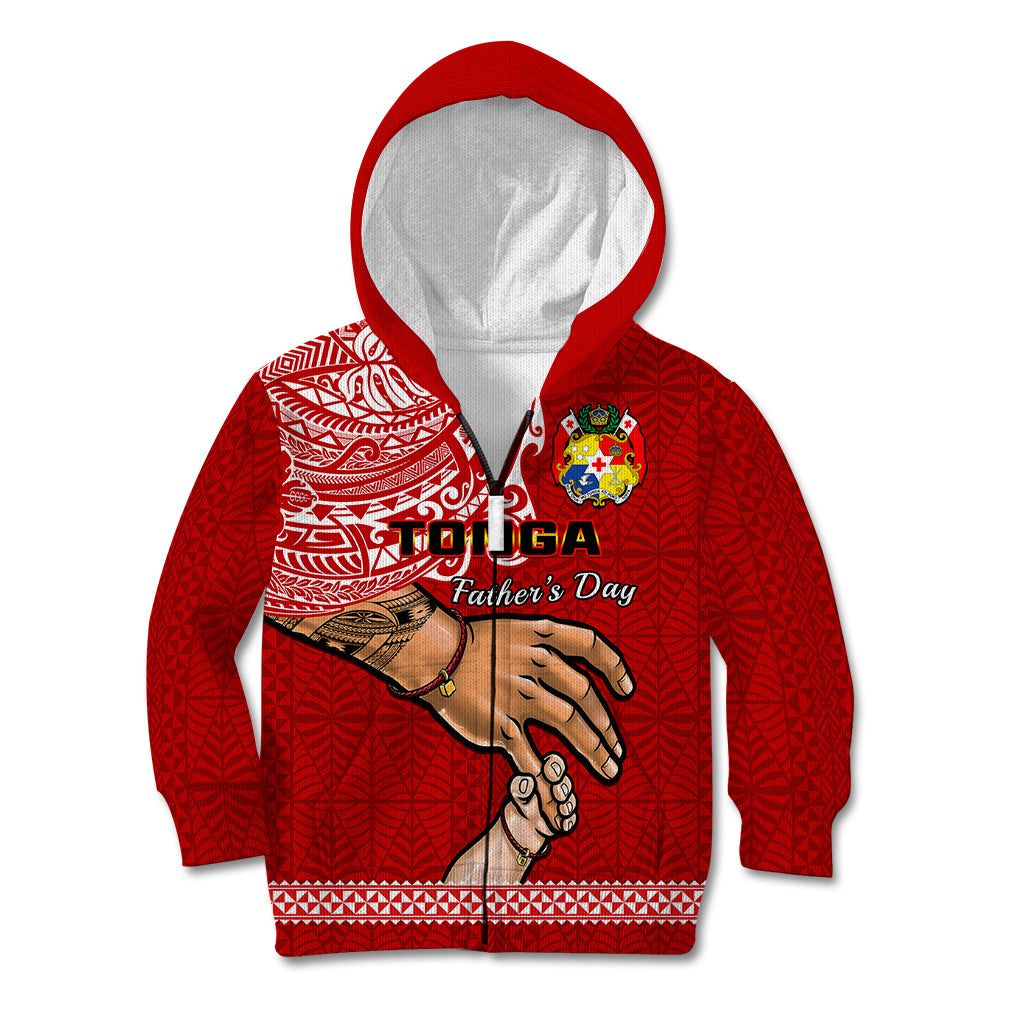 Tonga Fathers Day Kid Hoodie Red Tongan Ngatu I Love You Dad - Wonder Print Shop