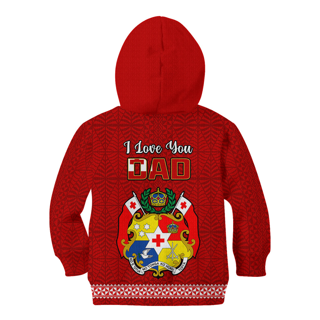 Tonga Fathers Day Kid Hoodie Red Tongan Ngatu I Love You Dad - Wonder Print Shop