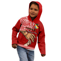Tonga Fathers Day Kid Hoodie Red Tongan Ngatu I Love You Dad - Wonder Print Shop