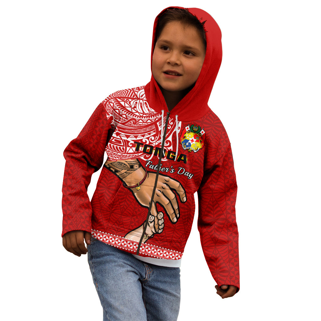 Tonga Fathers Day Kid Hoodie Red Tongan Ngatu I Love You Dad - Wonder Print Shop