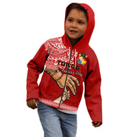 Tonga Fathers Day Kid Hoodie Red Tongan Ngatu I Love You Dad - Wonder Print Shop