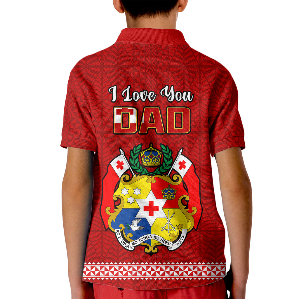 Fathers Day Tonga Polo Shirt for Kid Red Tongan Ngatu I Love You Dad - Wonder Print Shop