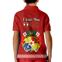 Fathers Day Tonga Polo Shirt for Kid Red Tongan Ngatu I Love You Dad - Wonder Print Shop