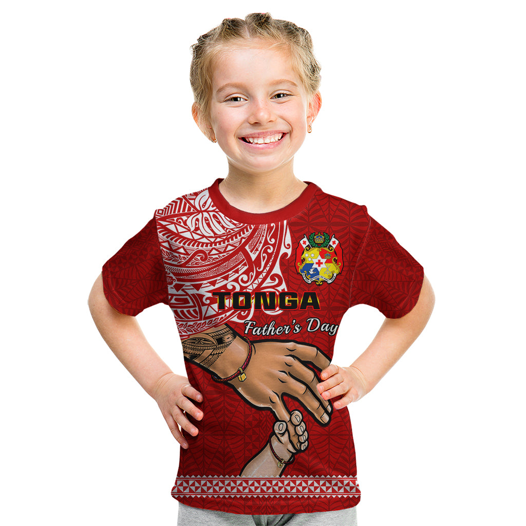 Tonga Fathers Day Kid T Shirt Red Tongan Ngatu I Love You Dad - Wonder Print Shop