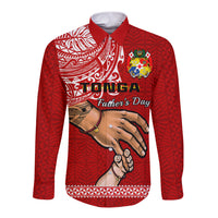 Tonga Fathers Day Long Sleeve Button Shirt Red Tongan Ngatu I Love You Dad - Wonder Print Shop