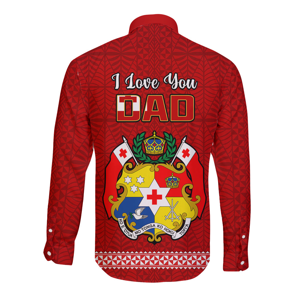 Tonga Fathers Day Long Sleeve Button Shirt Red Tongan Ngatu I Love You Dad - Wonder Print Shop