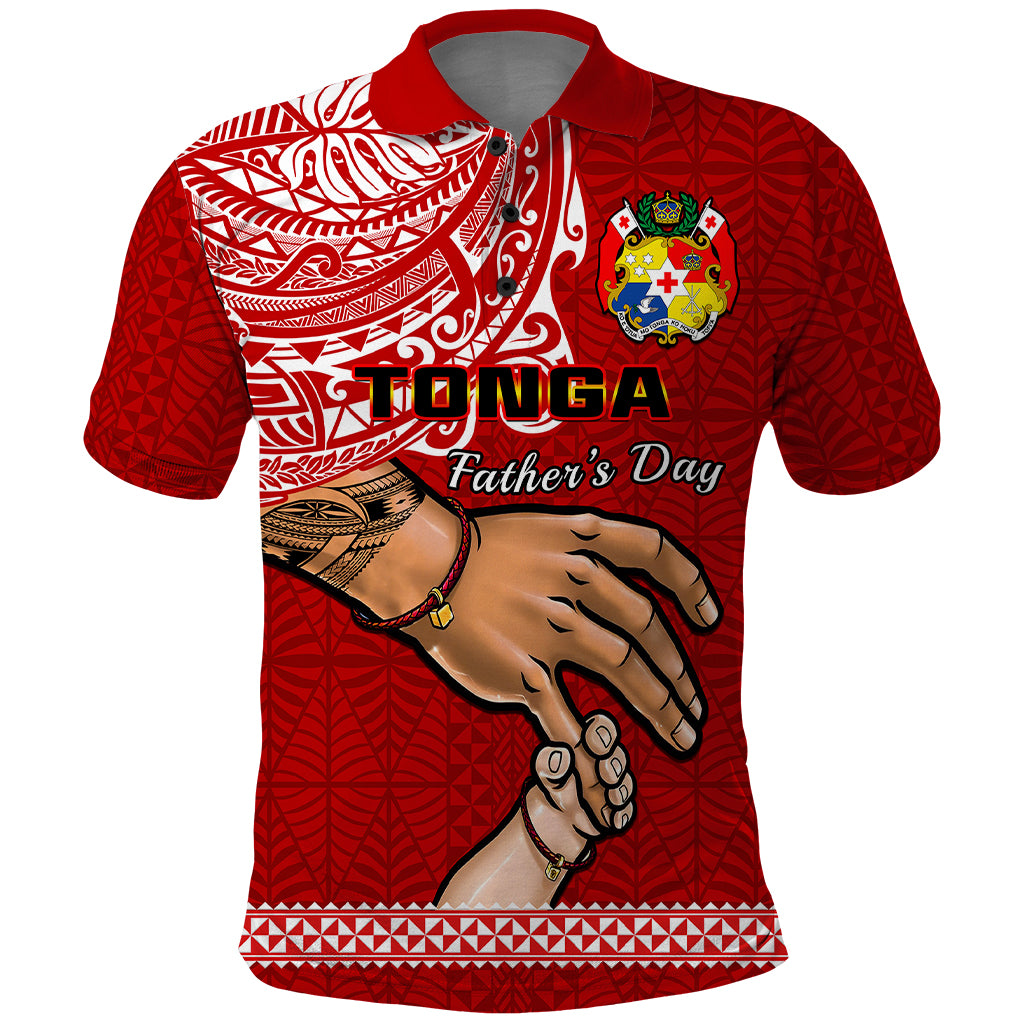 Fathers Day Tonga Polo Shirt Red Tongan Ngatu I Love You Dad - Wonder Print Shop