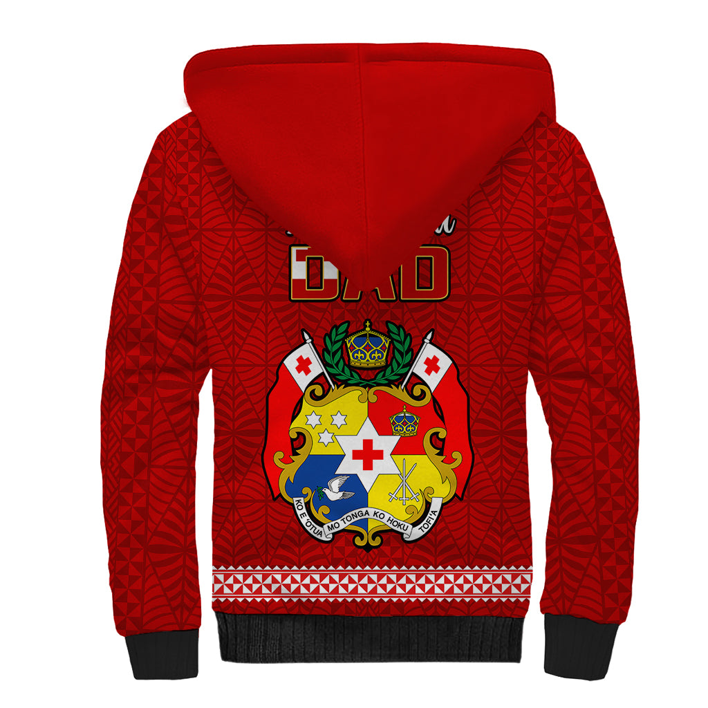 Tonga Fathers Day Sherpa Hoodie Red Tongan Ngatu I Love You Dad - Wonder Print Shop