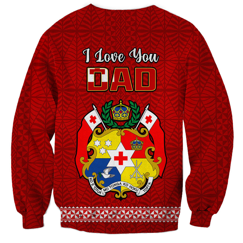 Tonga Fathers Day Sweatshirt Red Tongan Ngatu I Love You Dad - Wonder Print Shop