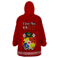 Tonga Fathers Day Wearable Blanket Hoodie Red Tongan Ngatu I Love You Dad - Wonder Print Shop