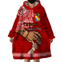 Tonga Fathers Day Wearable Blanket Hoodie Red Tongan Ngatu I Love You Dad - Wonder Print Shop