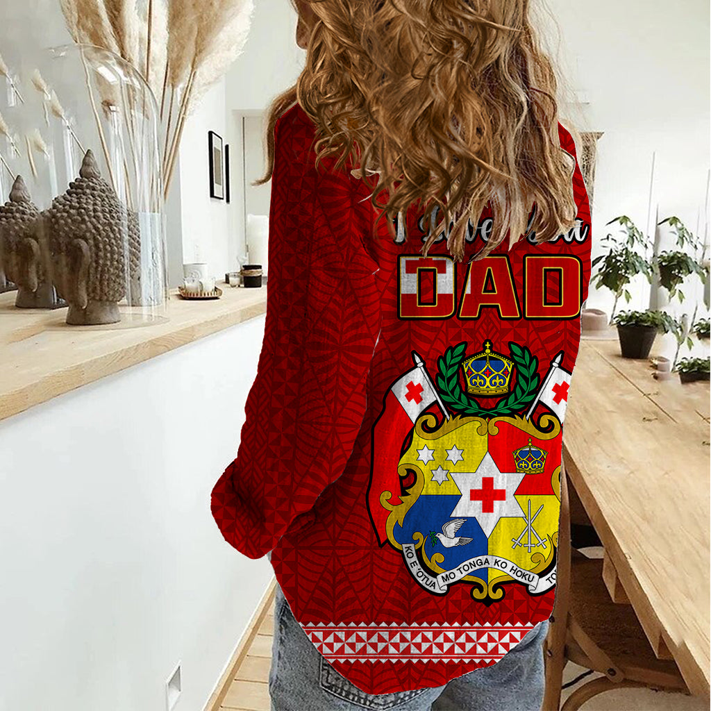 Tonga Fathers Day Women Casual Shirt Red Tongan Ngatu I Love You Dad - Wonder Print Shop