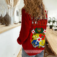 Tonga Fathers Day Women Casual Shirt Red Tongan Ngatu I Love You Dad - Wonder Print Shop