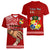 Tonga Fathers Day Women V Neck T Shirt Red Tongan Ngatu I Love You Dad - Wonder Print Shop