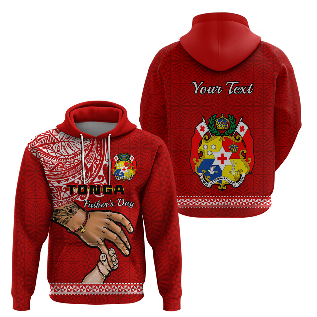 Custom Fathers Day Tonga Hoodie Red Tongan Ngatu I Love You Dad - Wonder Print Shop