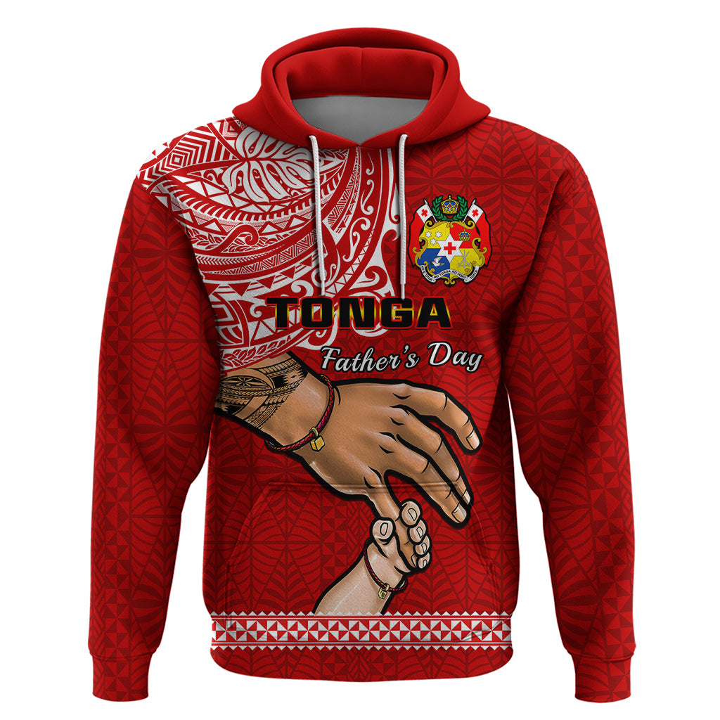 Custom Fathers Day Tonga Hoodie Red Tongan Ngatu I Love You Dad - Wonder Print Shop