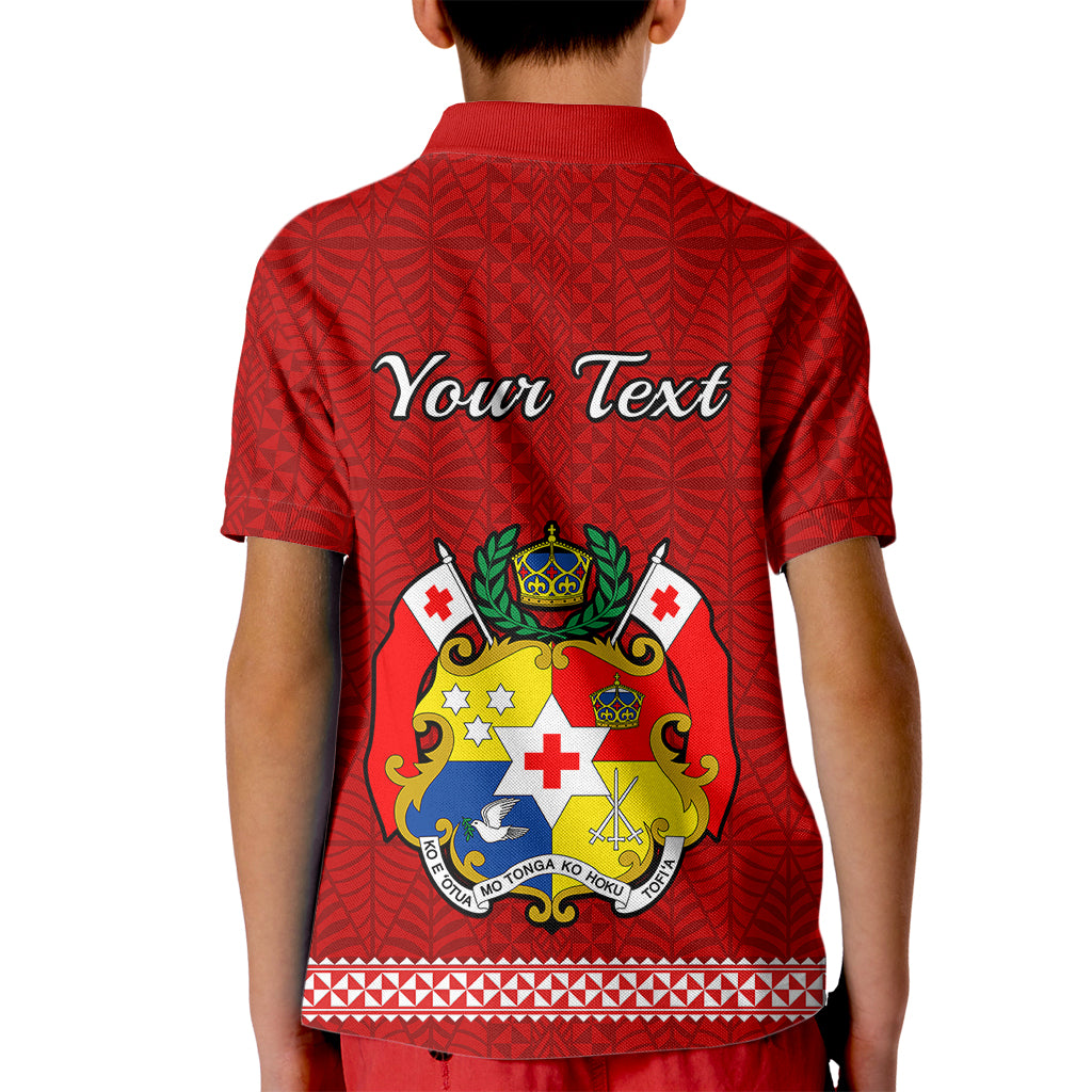 Custom Fathers Day Tonga Polo Shirt for Kid Red Tongan Ngatu I Love You Dad - Wonder Print Shop