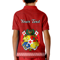 Custom Fathers Day Tonga Polo Shirt for Kid Red Tongan Ngatu I Love You Dad - Wonder Print Shop