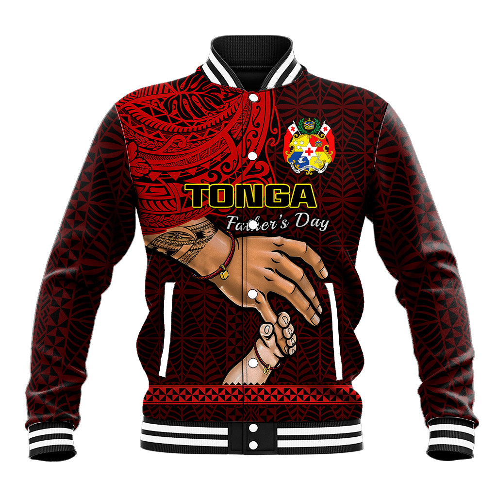 Tonga Fathers Day Baseball Jacket Black Tongan Ngatu I Love You Dad - Wonder Print Shop