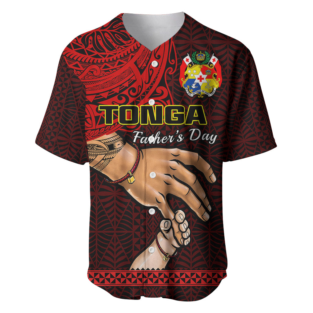Tonga Fathers Day Baseball Jersey Black Tongan Ngatu I Love You Dad - Wonder Print Shop