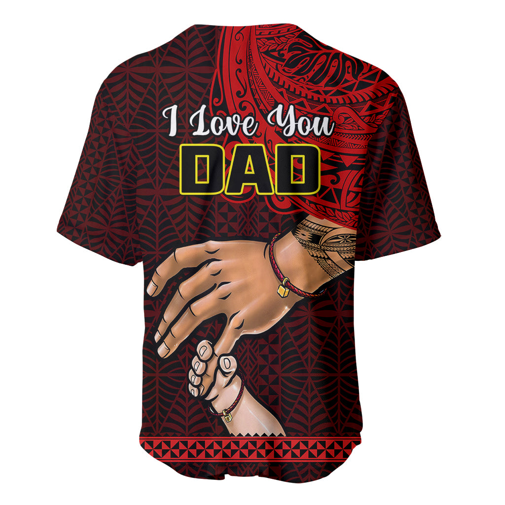 Tonga Fathers Day Baseball Jersey Black Tongan Ngatu I Love You Dad - Wonder Print Shop