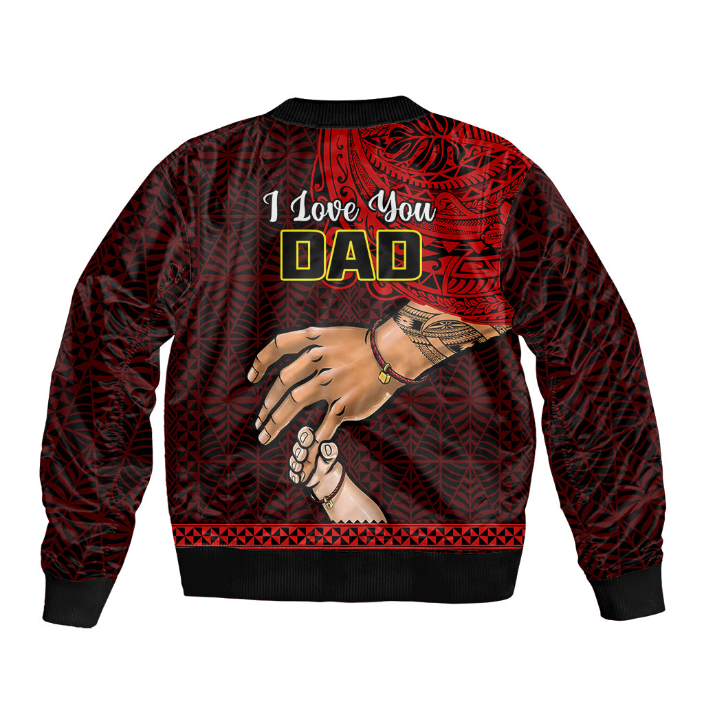 Tonga Fathers Day Bomber Jacket Black Tongan Ngatu I Love You Dad - Wonder Print Shop