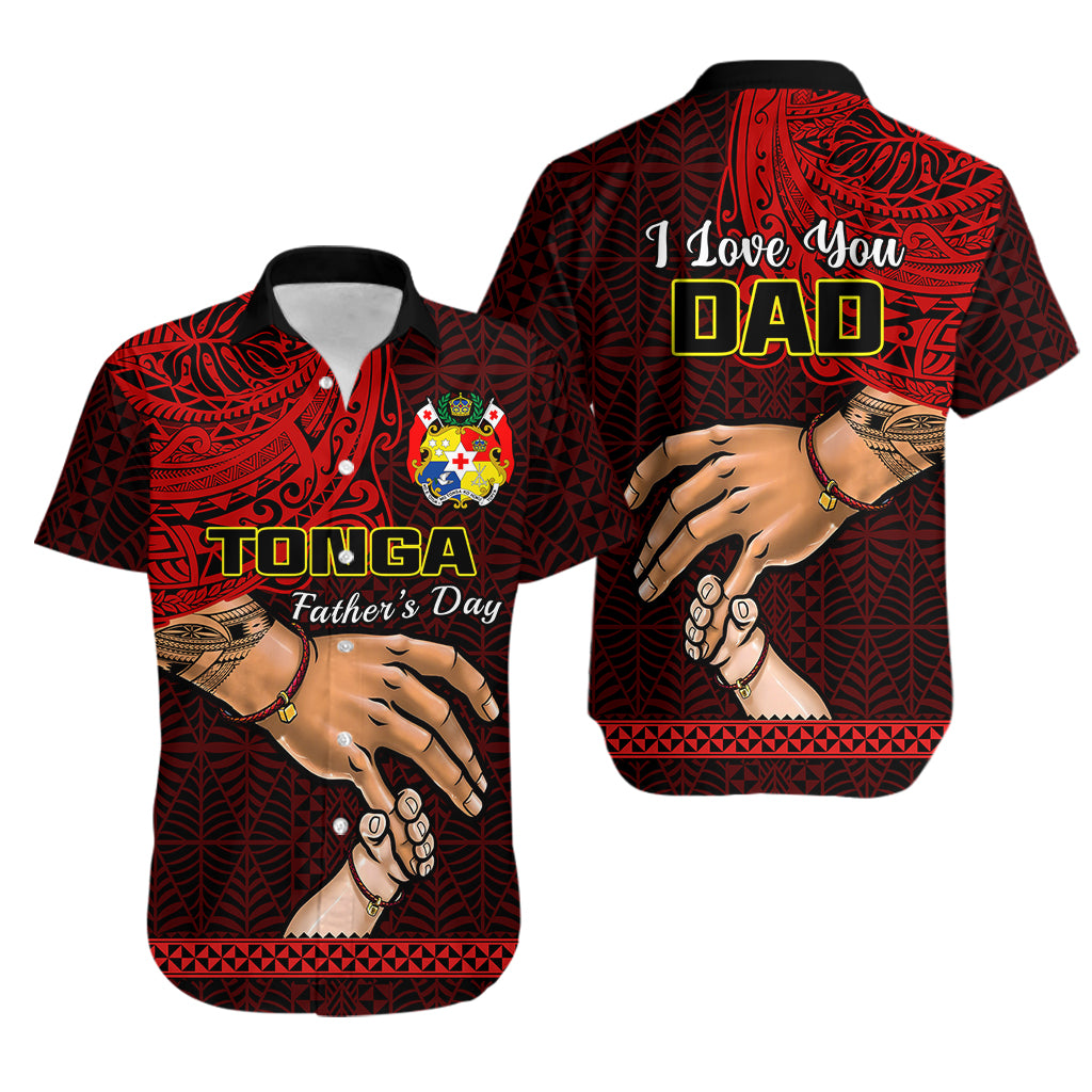 Tonga Fathers Day Hawaiian Shirt Black Tongan Ngatu I Love You Dad - Wonder Print Shop