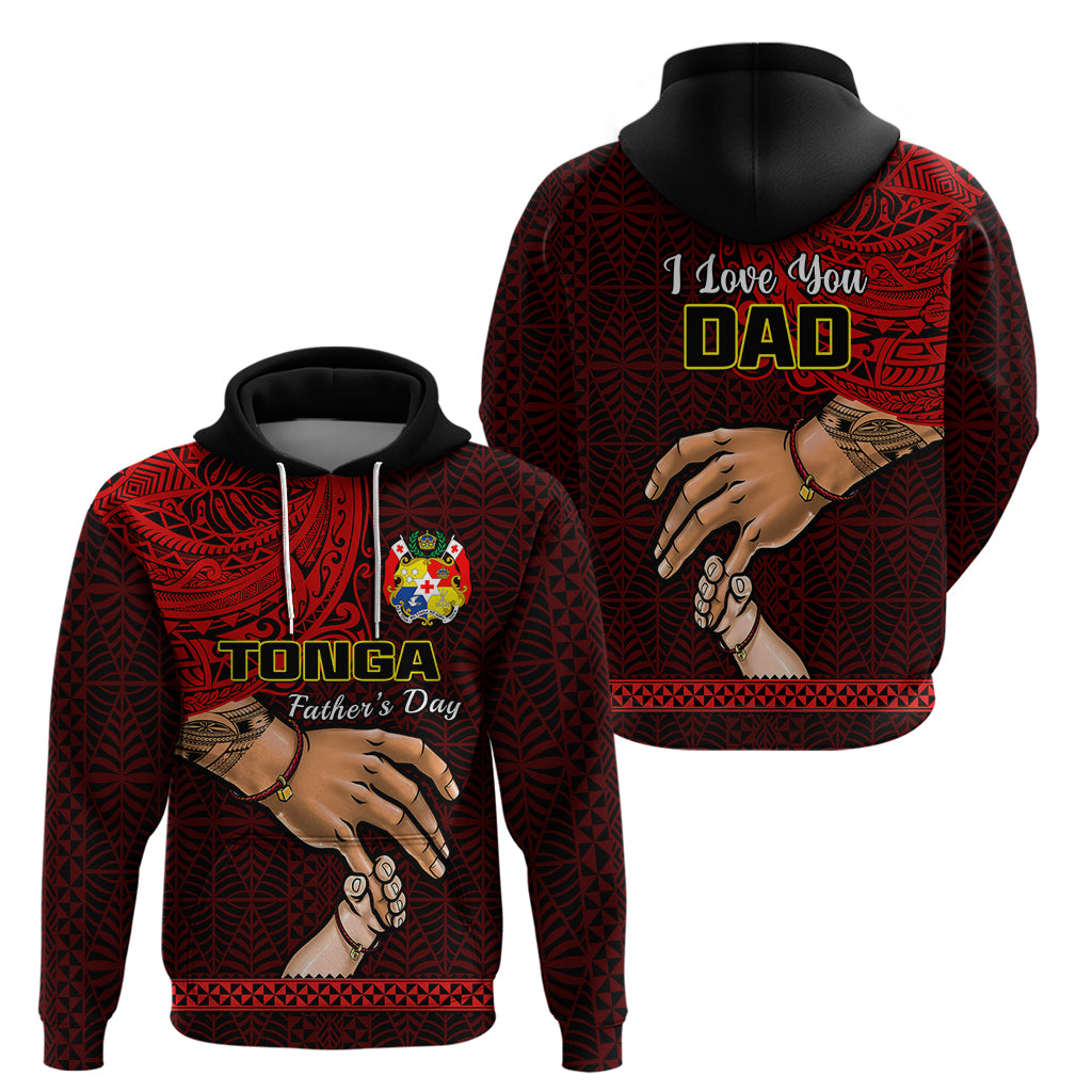 Tonga Fathers Day Hoodie Black Tongan Ngatu I Love You Dad - Wonder Print Shop