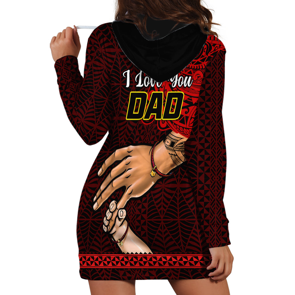 Tonga Fathers Day Hoodie Dress Black Tongan Ngatu I Love You Dad - Wonder Print Shop