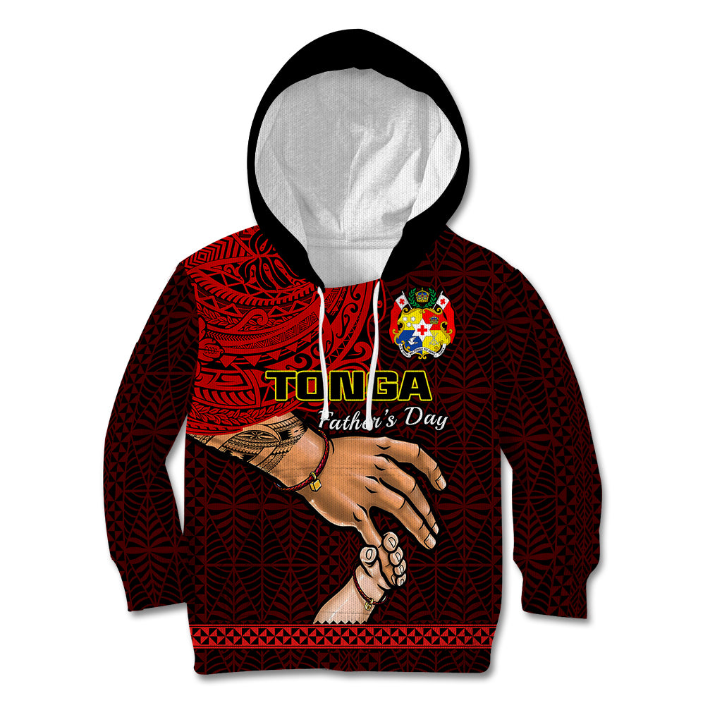 Tonga Fathers Day Kid Hoodie Black Tongan Ngatu I Love You Dad - Wonder Print Shop