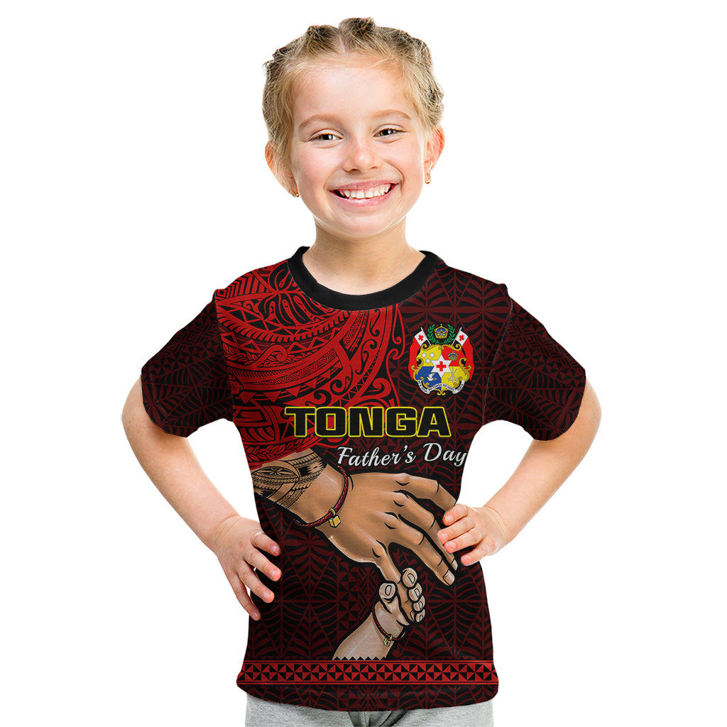 Tonga Fathers Day Kid T Shirt Black Tongan Ngatu I Love You Dad - Wonder Print Shop