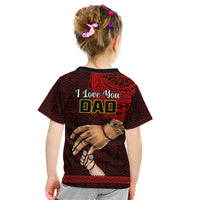 Tonga Fathers Day Kid T Shirt Black Tongan Ngatu I Love You Dad - Wonder Print Shop