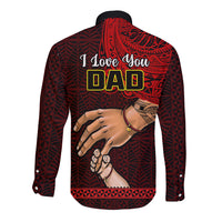 Tonga Fathers Day Long Sleeve Button Shirt Black Tongan Ngatu I Love You Dad - Wonder Print Shop