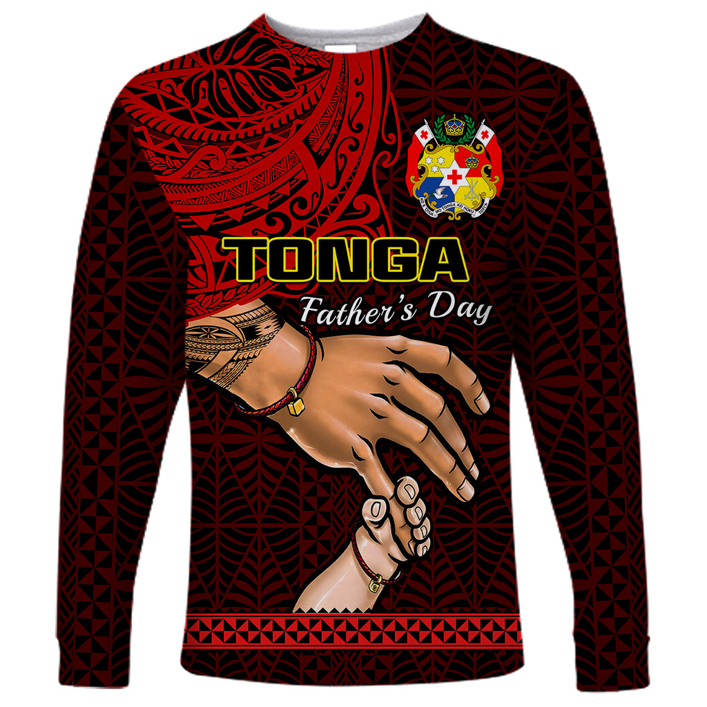 Tonga Fathers Day Long Sleeve Shirt Black Tongan Ngatu I Love You Dad - Wonder Print Shop
