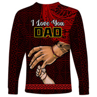 Tonga Fathers Day Long Sleeve Shirt Black Tongan Ngatu I Love You Dad - Wonder Print Shop