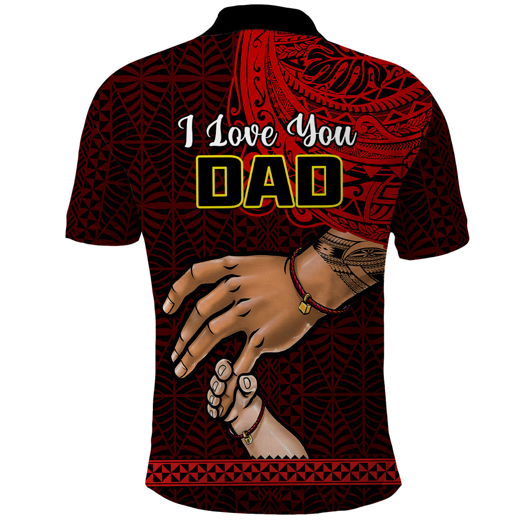 Fathers Day Tonga Polo Shirt Black Tongan Ngatu I Love You Dad - Wonder Print Shop