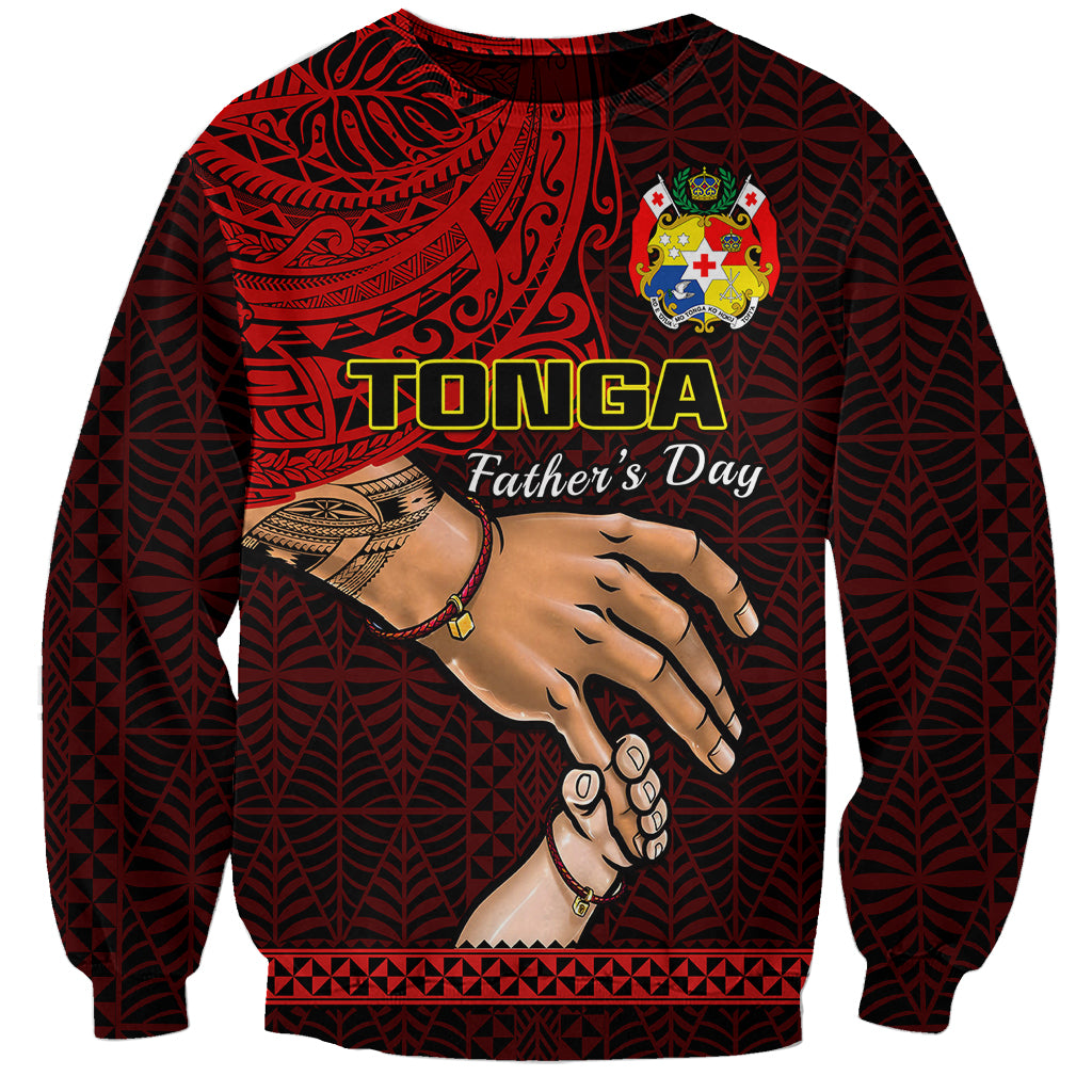 Tonga Fathers Day Sweatshirt Black Tongan Ngatu I Love You Dad - Wonder Print Shop