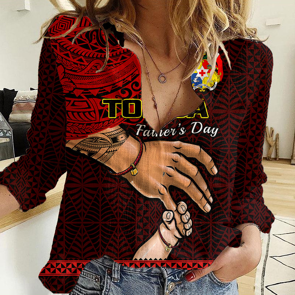 Tonga Fathers Day Women Casual Shirt Black Tongan Ngatu I Love You Dad - Wonder Print Shop