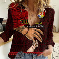 Tonga Fathers Day Women Casual Shirt Black Tongan Ngatu I Love You Dad - Wonder Print Shop