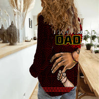 Tonga Fathers Day Women Casual Shirt Black Tongan Ngatu I Love You Dad - Wonder Print Shop