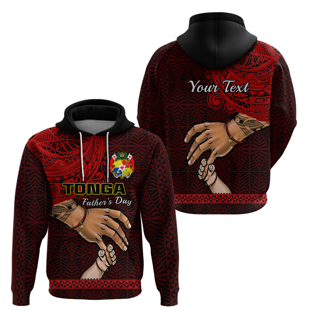 Custom Fathers Day Tonga Hoodie Black Tongan Ngatu I Love You Dad - Wonder Print Shop